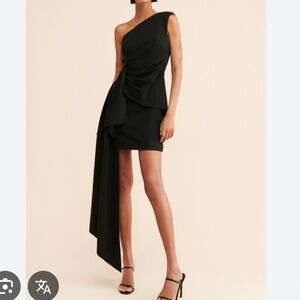 Elliatt Yellow One Shoulder Mini Cocktail Dress with Sash - size small